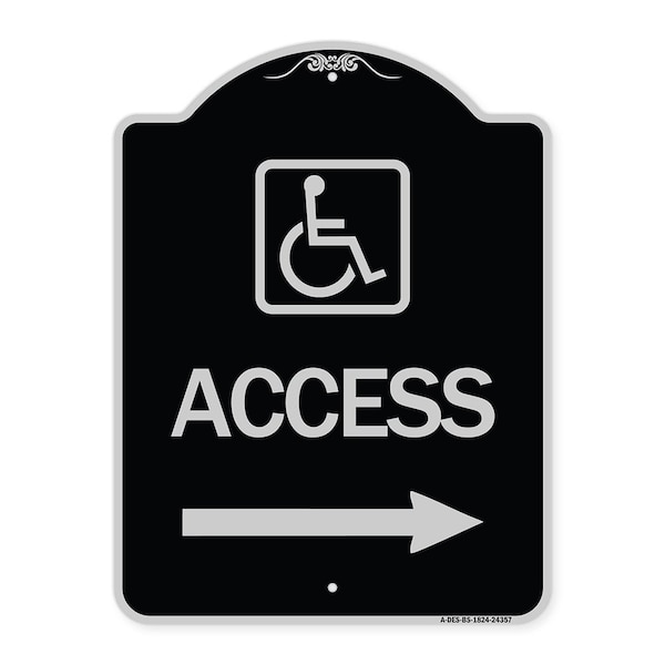 Access W/ Updated Isaand Right Arrow Heavy-Gauge Aluminum Architectural Sign, 24" H, BS-1824-24357